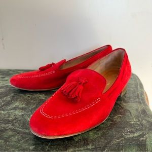 Ann Mashburn Tassle Suede Loafers in Red - Made in Italy - Size 40, US 9/10